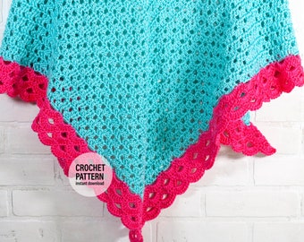 Crochet Robin Shawl Pattern, Crochet Shawl Pattern , English PDF Download, Modified Granny Stitch