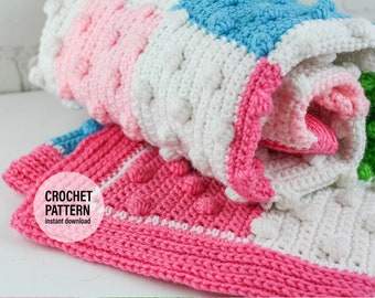 CROCHET PATTERN X Bobble Crochet Baby Blanket, English PDF pattern only