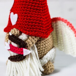 CROCHET PATTERN X Cupid Gnome, English PDF Download, Valentine's Day Gnome Pattern image 2