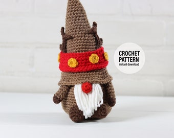 CROCHET Pattern X Reindeer Gnome, English PDF Download, Holiday Gnome Pattern