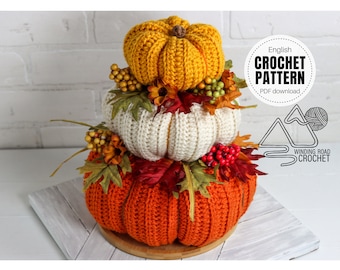 CROCHET PATTERN X Crochet Pumpkins Centerpiece Pattern, English PDF Download, Crochet Fall Decoration Pattern,