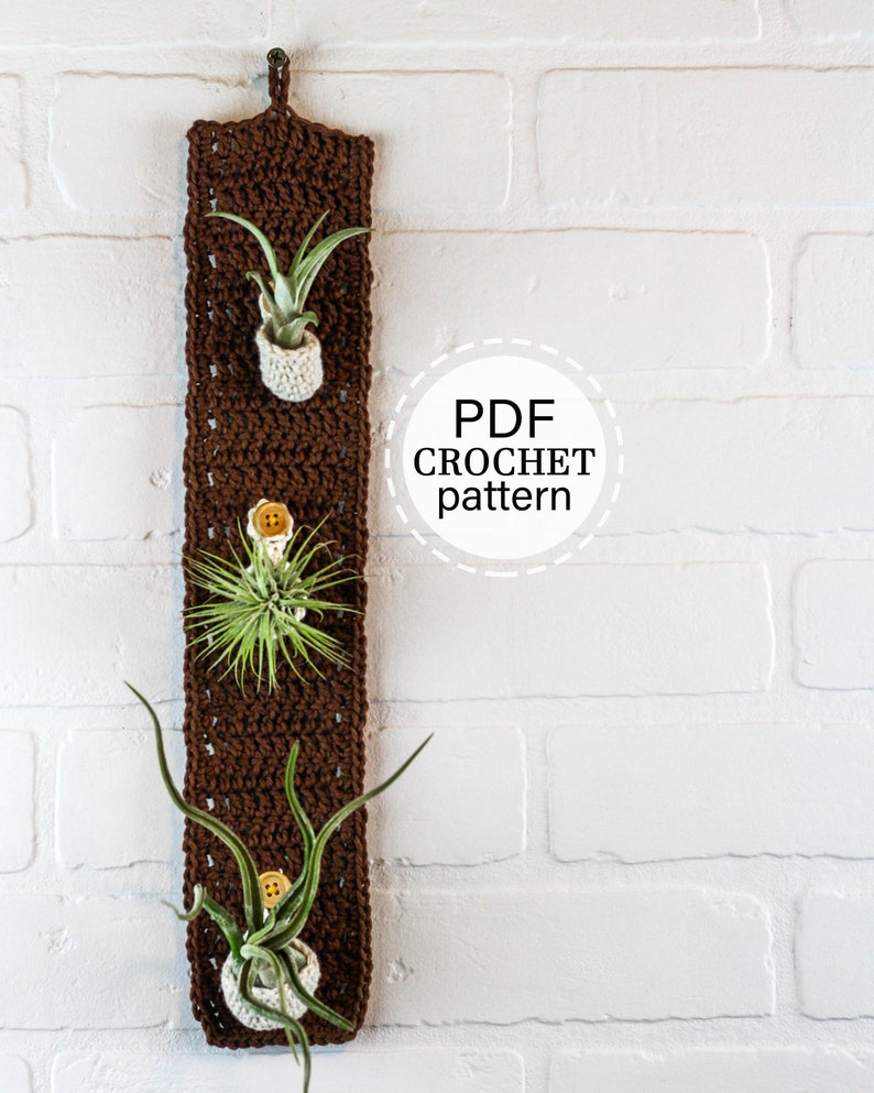 CROCHET PATTERN x Crochet Boho Plant Hanger Pattern, Plant Holder Pattern, Air Plant Display Pattern, Wall Decor Pattern, English Download image 1