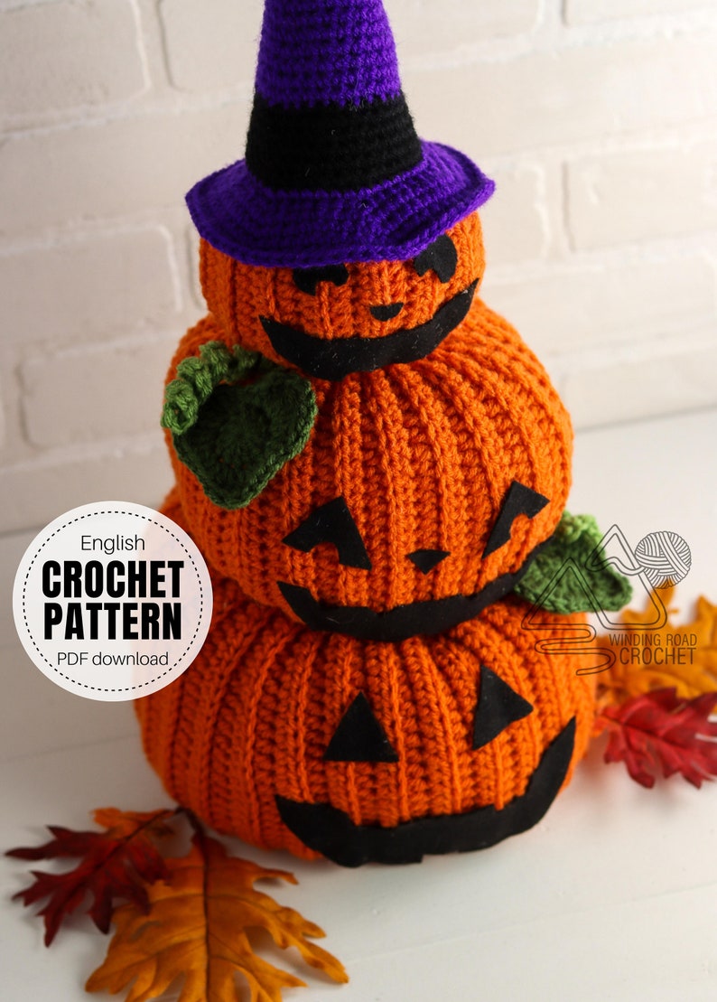 CROCHET PATTERN X Crochet Stacked Pumpkins Pattern, English PDF Download, Crochet Jackolanterns Pattern, image 2