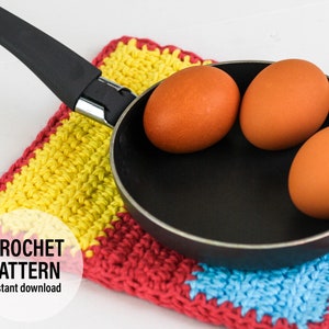CROCHET PATTERN X Crochet Color Block Potholder Pattern X English PDF Download X Crochet Hot Pad