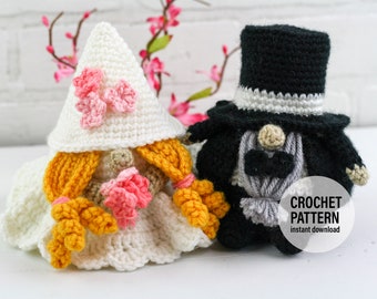 CROCHET PATTERN X Bride and Groom Gnome X English PDF Pattern only X Wedding Gnomes