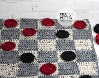 CROCHET PATTERN X Crochet Checkerboard Pattern, English PDF Download,  English Crochet Pattern, Checkerboard Rug Pattern,