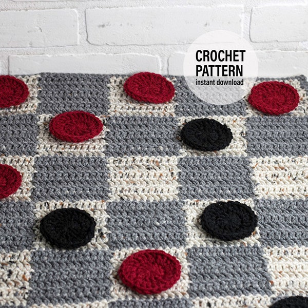 CROCHET PATTERN X Crochet Checkerboard Pattern, English PDF Download,  English Crochet Pattern, Checkerboard Rug Pattern,