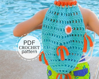 CROCHET PATTERN x Crochet Fish Bag Pattern, Crochet Fish Backpack Pattern, Instant Download, English PDF pattern only