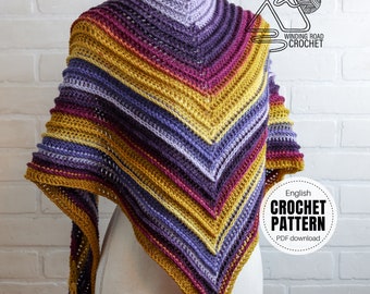 CROCHET PATTERN X Crochet Triangle Shawl Pattern, English PDF Download, Crochet Triangle Scarf Pattern