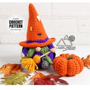 CROCHET Pattern X Witch Gnome, English PDF Download, Halloween Gnome Pattern