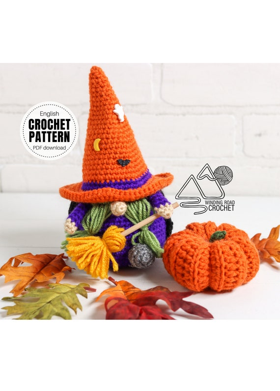 CROCHET Pattern X Witch Gnome, English PDF Download, Halloween Gnome Pattern