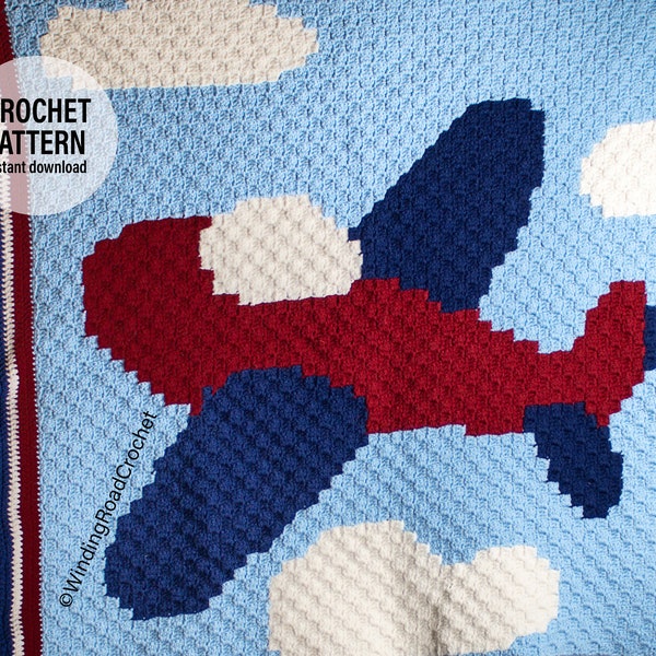 CROCHET GRAPH X Crochet Airplane Baby Blanket Graph, English PDF Download, Corner to Corner Crochet