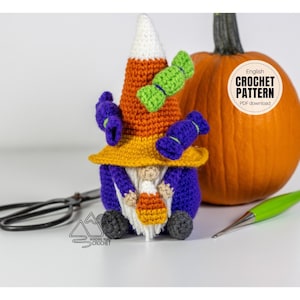 Crochet PATTERN X Crochet Candy Gnome, ENGLISH PDF Download, Halloween Crochet Gnome Pattern