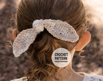 PATRÓN DE GANCHILLO X Patrón de Corbata para el Cabello a Crochet Vintage, Descargar PDF en Inglés, 2 Tamaños