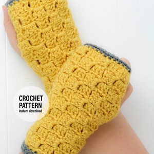 CROCHET PATTERN X C2C Fingerless Gloves X English PDF Pattern only image 1