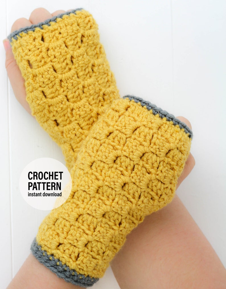 CROCHET PATTERN X C2C Fingerless Gloves X English PDF Pattern only image 1