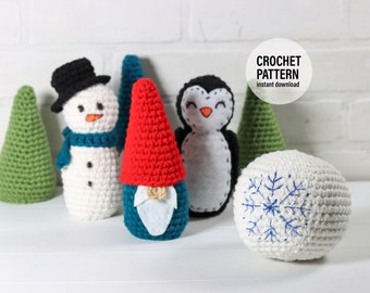 CROCHET PATTERN X Winter Bowling Set Crochet Pattern, English PDF Download, Holiday Bowling Set