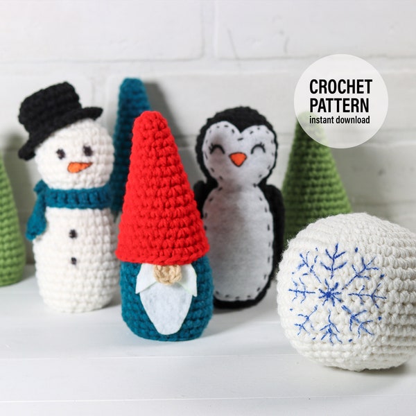 CROCHET PATTERN X Winter Bowling Set Crochet Pattern, English PDF Download, Holiday Bowling Set