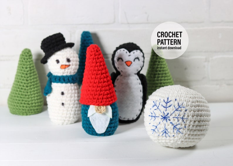 CROCHET PATTERN X Winter Bowling Set Crochet Pattern, English PDF Download, Holiday Bowling Set image 1