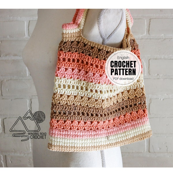 CROCHET PATTERN X Crochet Bag Pattern, English PDF Download, Crochet Tote Handbag Pattern