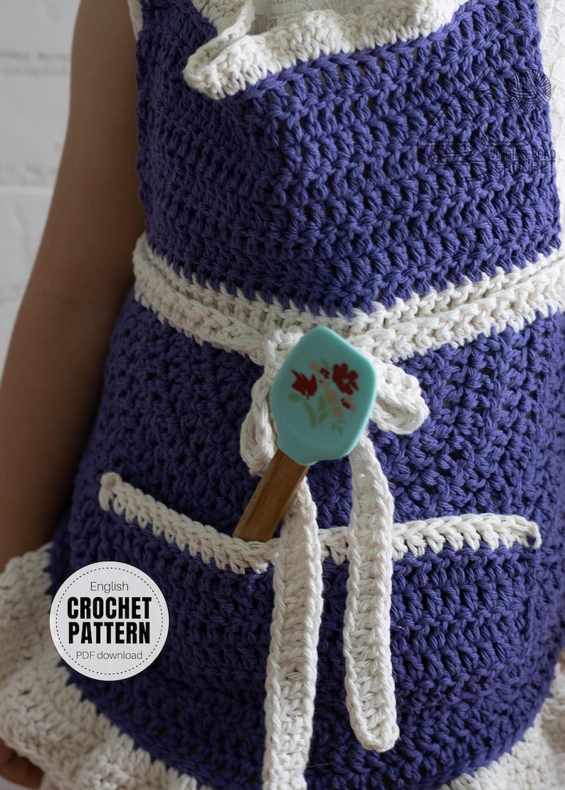 CROCHET PATTERN X Crochet Apron Pattern, English PDF Download, Sizes: Small Child, Large Child, Adult image 4