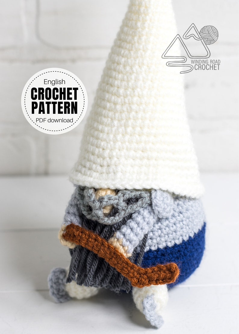 CROCHET PATTERN X Crochet Hockey Gnome, English PDF Download, Sports Gnome Pattern image 2