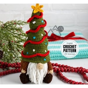 CROCHET PATTERN X Crochet Christmas Tree Gnome, English PDF Download, Holiday Crochet Gnome Pattern image 1