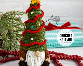 CROCHET PATTERN X Crochet Christmas Tree Gnome, English PDF Download, Holiday Crochet Gnome Pattern