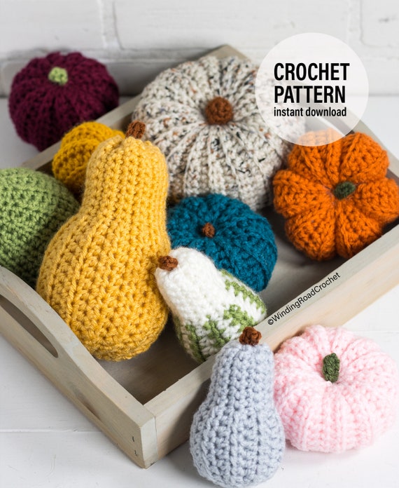 CROCHET PATTERN X Crochet Pumpkins and Gourds Pattern, English PDF Download, Crochet Fall Decoration Pattern