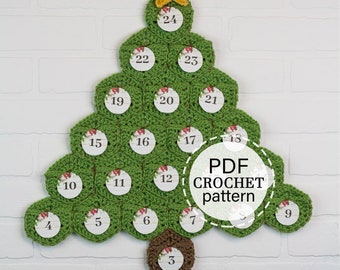 Crochet Pattern - Christmas Tree Advent Calendar - PDF Download in ...