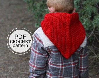 Crochet Hooded Cowl Pattern, Easy Child & Adult Size (English PDF)