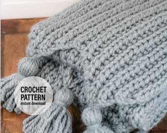 CROCHET PATTERN X Crochet Granite Rib Throw X English PDF Pattern only