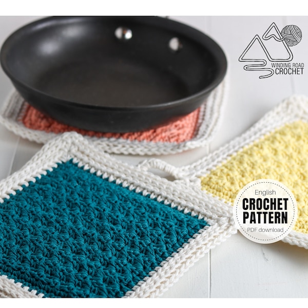 CROCHET PATTERN X Crochet Potholder Pattern, English PDF Download, Crochet Hot Pad Pattern