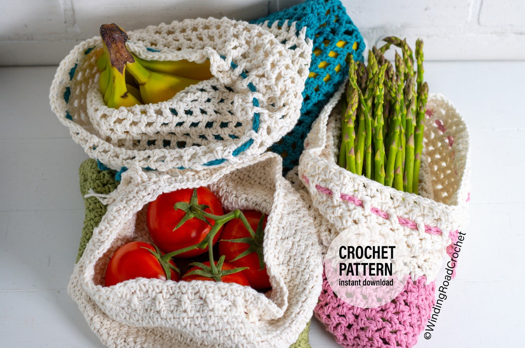 CROCHET PATTERN X Crochet Produce Bag Pattern, English PDF Download, Crochet Vegetable Bag
