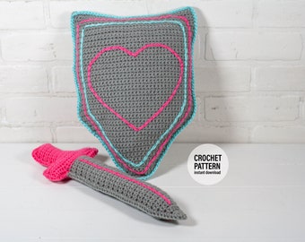 Crochet Sword and Shield Pattern, Crochet Pillow Pattern , English PDF Download, Kids Toy