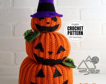 CROCHET PATTERN X Crochet Stacked Pumpkins Pattern, English PDF Download, Crochet Jackolanterns Pattern,