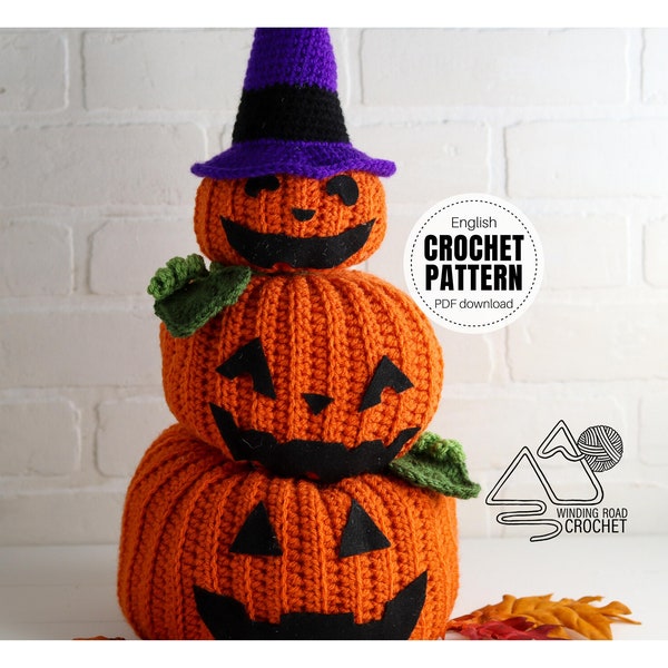 CROCHET PATTERN X Crochet Stacked Pumpkins Pattern, English PDF Download, Crochet Jackolanterns Pattern,