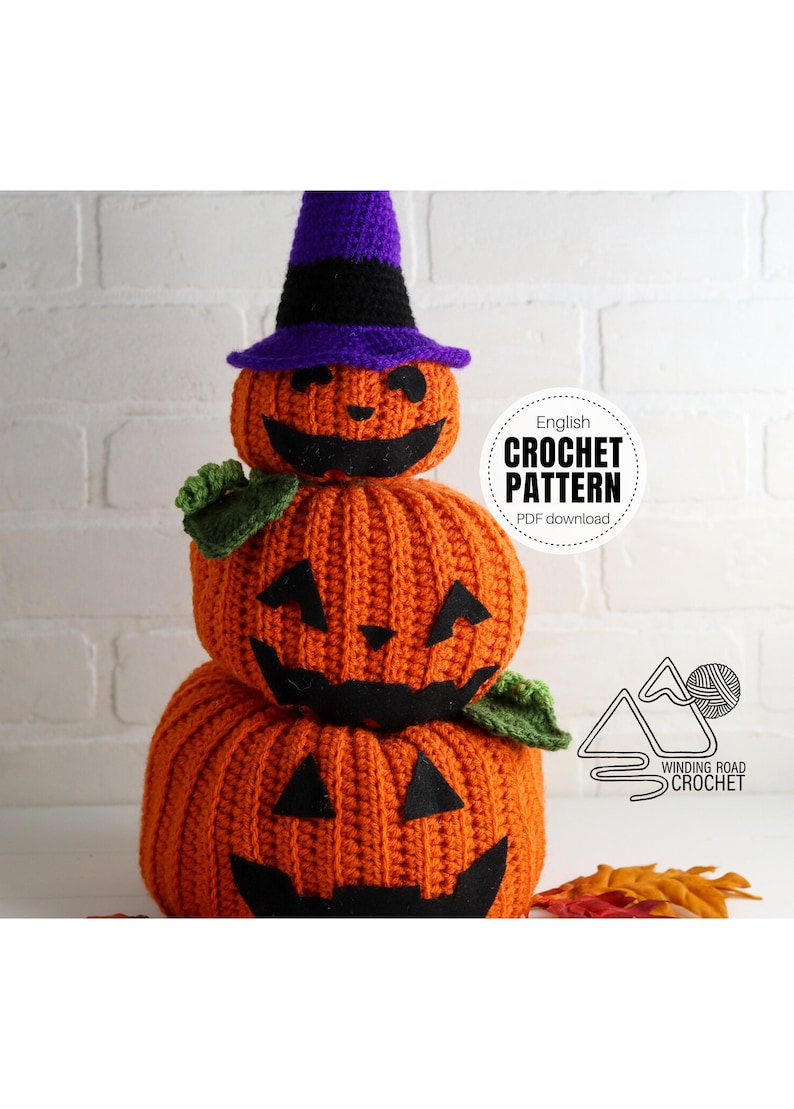 CROCHET PATTERN X Crochet Stacked Pumpkins Pattern, English PDF Download, Crochet Jackolanterns Pattern, image 1