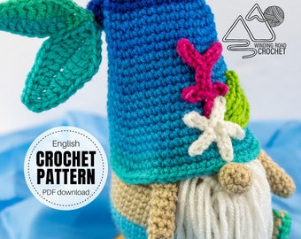 CROCHET PATTERN X Crochet Mermaid Gnome, English PDF Download, Fish Crochet Gnome Pattern