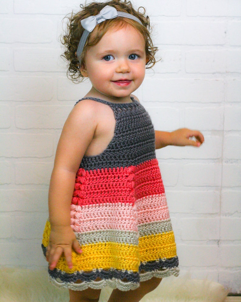 Crochet Toddler Dress Pattern, Crochet Baby Dress Pattern for 12m, 18m, 24m, English PDF Download, Crochet Sun Dress tutorial image 3