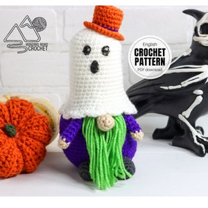 CROCHET PATTERN X Crochet Ghost Gnome, English PDF Download, Halloween Gnome Pattern