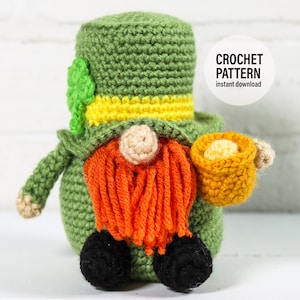 CROCHET PATTERN X Leprechaun Gnome, English PDF Download, St. Patrick's Day Gnome Pattern image 1