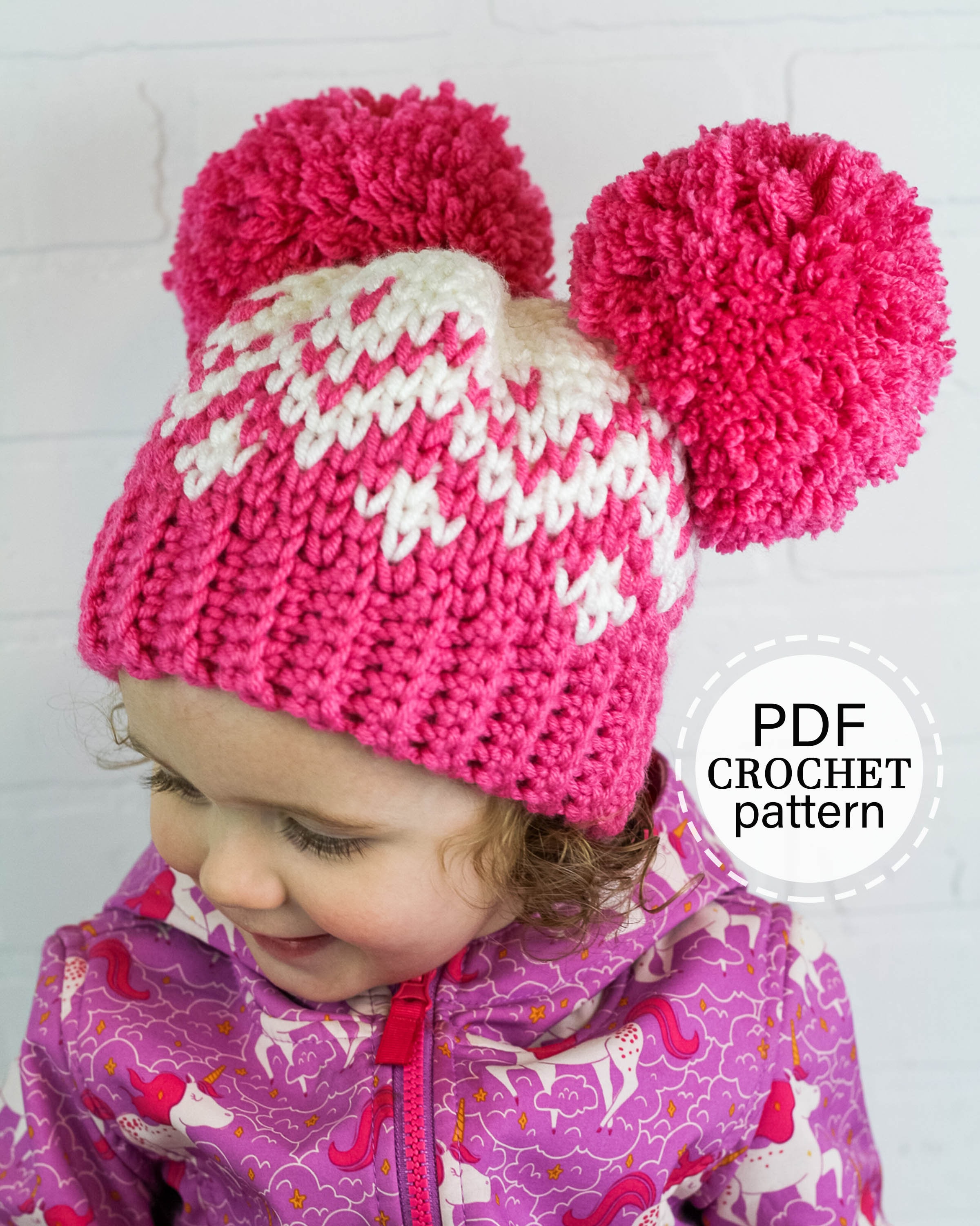 Double Pom Pom Crochet Hat Pattern 