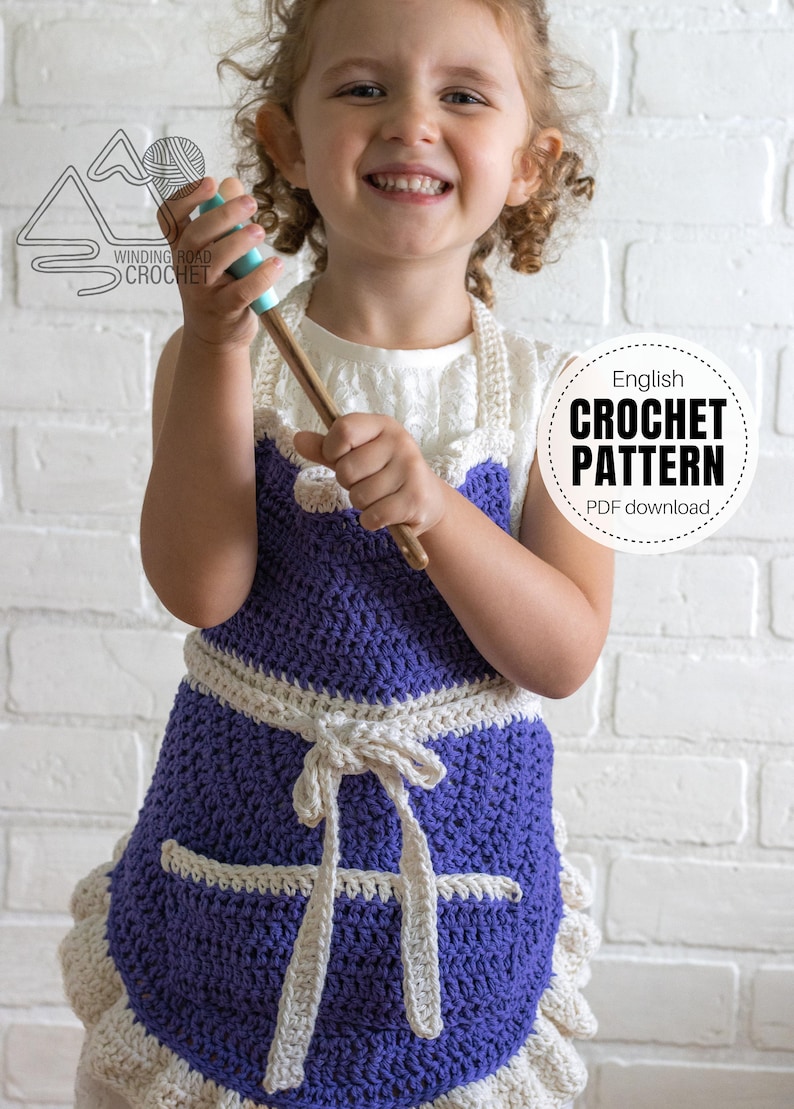CROCHET PATTERN X Crochet Apron Pattern, English PDF Download, Sizes: Small Child, Large Child, Adult image 2