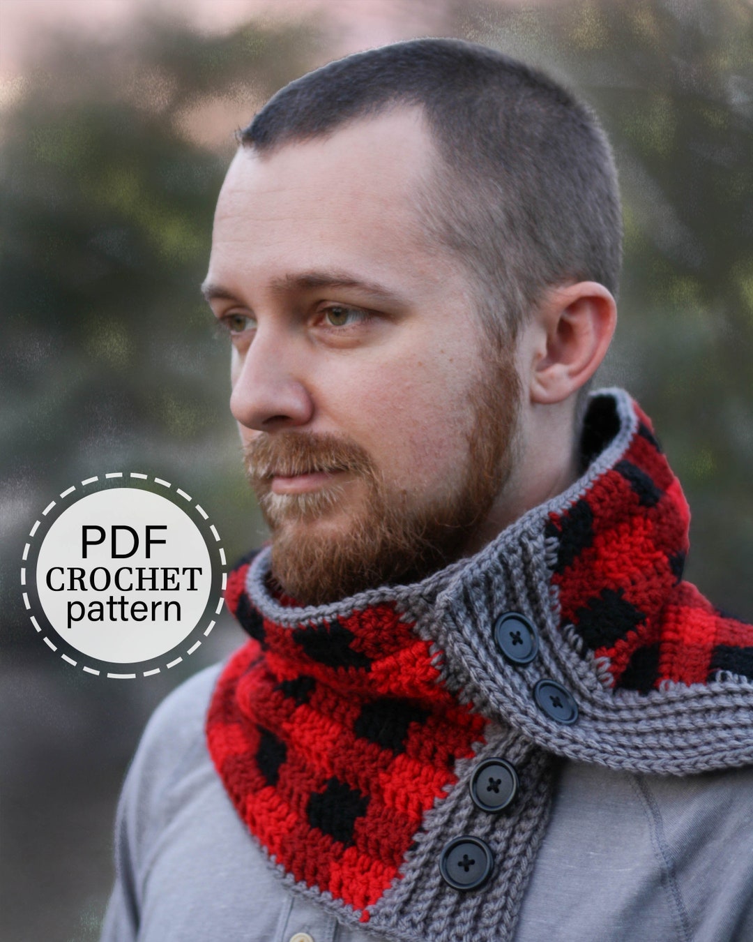Plaid Crochet Cowl Crochet Cowl Pattern English Download - Etsy
