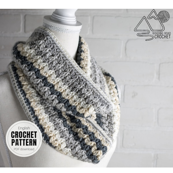 CROCHET PATTERN X Crochet Scarf Pattern, English PDF Download, Crochet Infinity Scarf Pattern