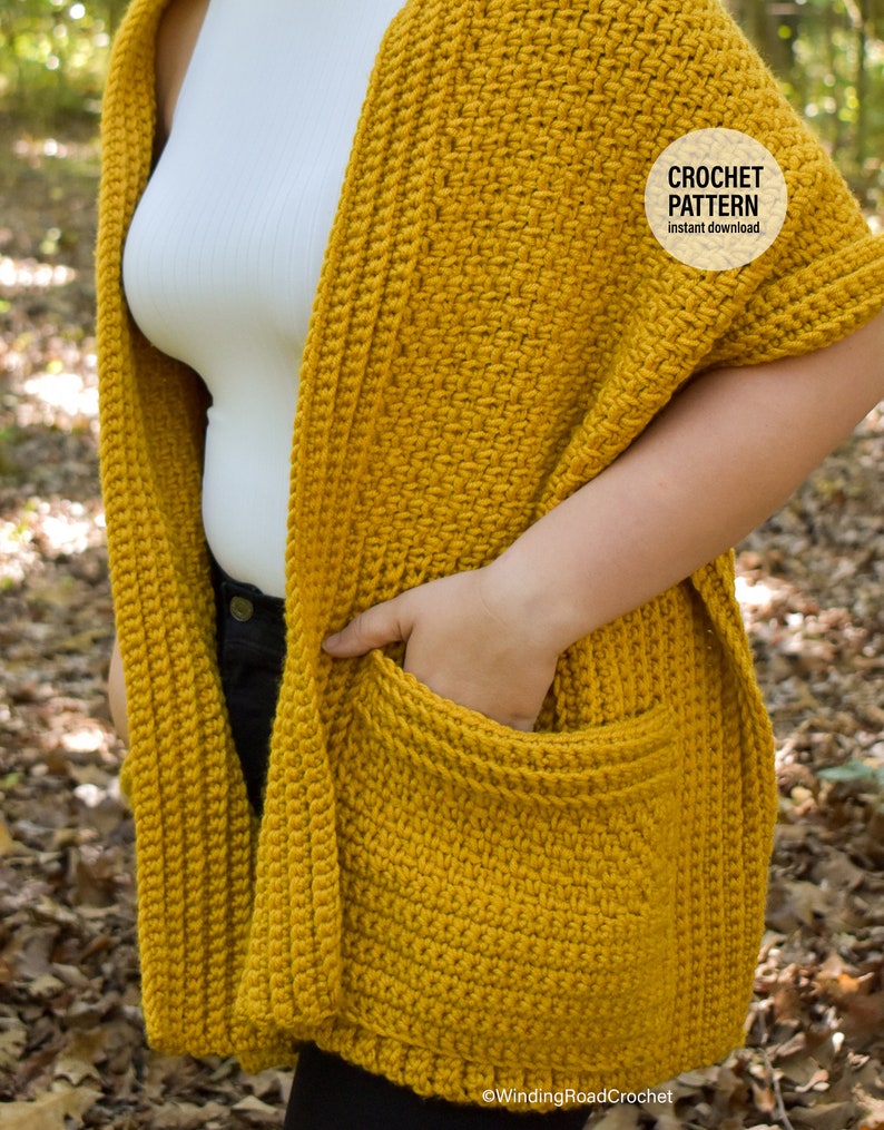 CROCHET Pattern X Harvest Pocket Shawl, English PDF Download, Adult Size and Easy to Adjust image 4