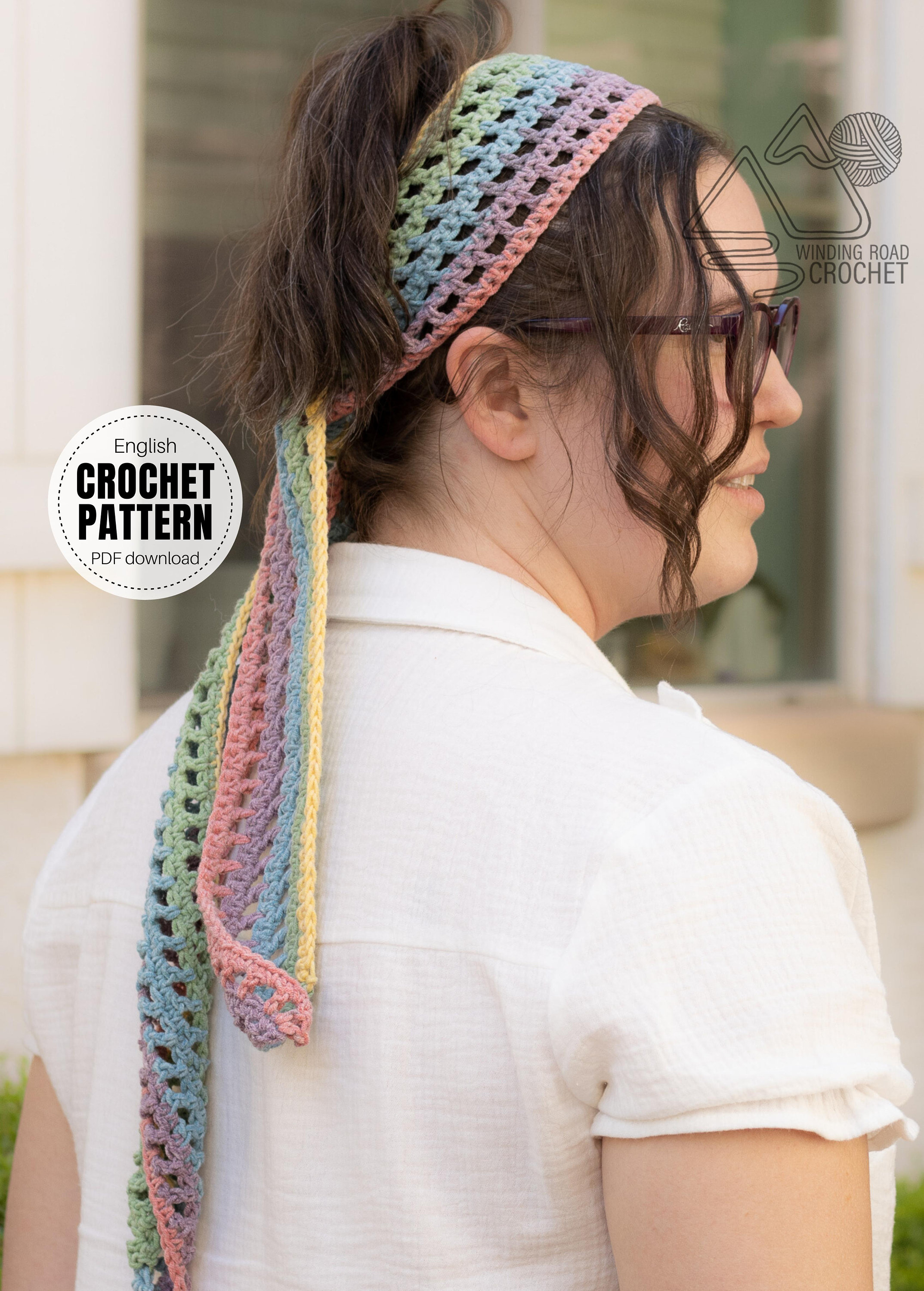 CROCHET PATTERN X Crochet Hair Scarf Pattern, English PDF