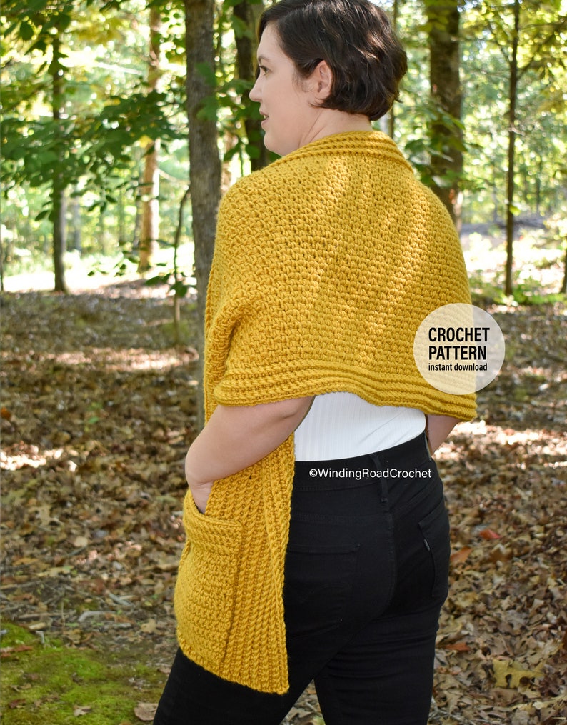 CROCHET Pattern X Harvest Pocket Shawl, English PDF Download, Adult Size and Easy to Adjust image 1