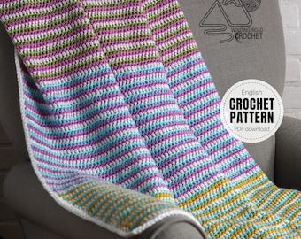 CROCHET PATTERN X Crochet Striped Baby Afghan Pattern, English PDF Download, Crochet Baby Blanket Pattern